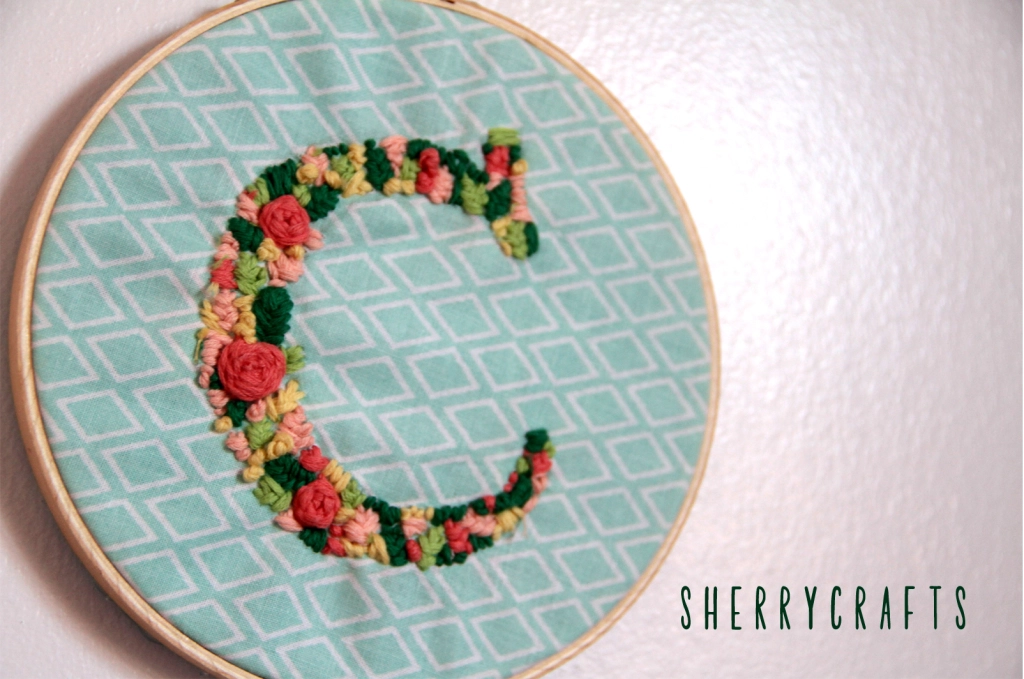 Beautiful DIY Embroidered Letter Hoop